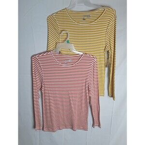 Lot Of 2 Woman's Long sleeve Terra & Sky Rib Layering Tee Size 0-X (14W)